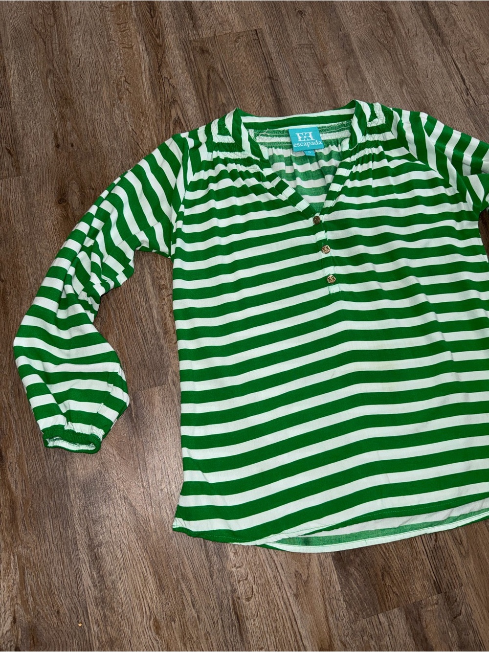 Escapada Green Stripe Tunic Top – Size Sm - Picture 5 of 14
